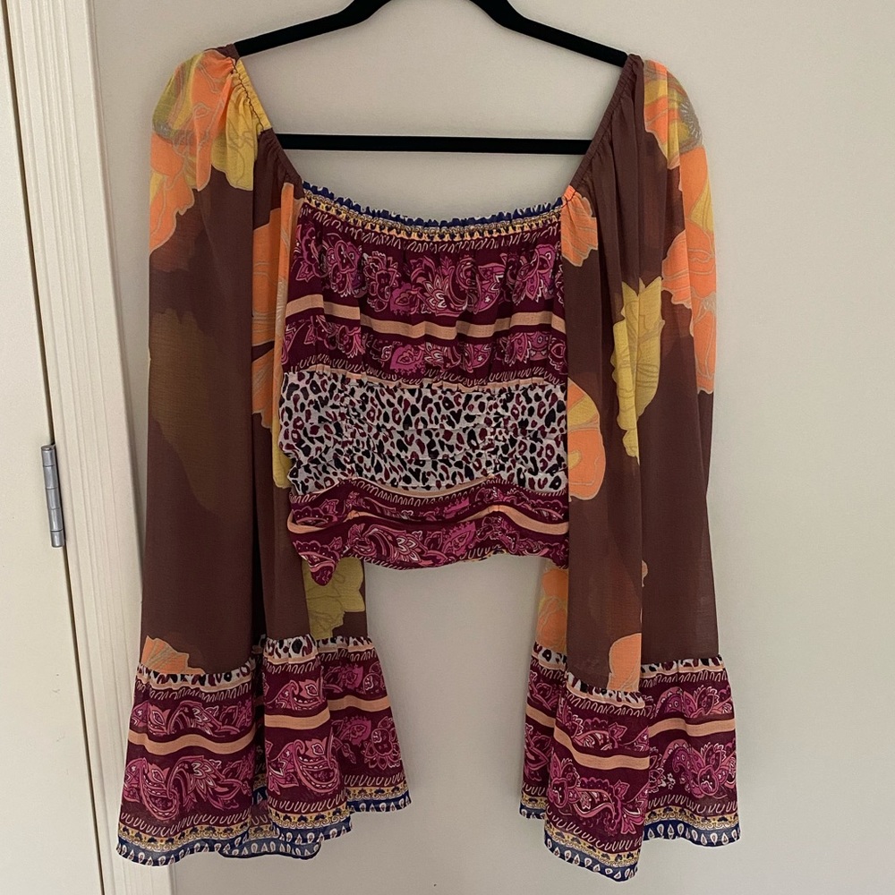 Free People Catching Feelings Printed Top, Size S
